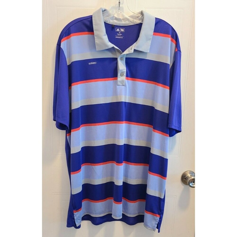 Adidas AdiZero Mens Short Sleeve Golf Stretch Polo Shirt Purple Striped Size XXL